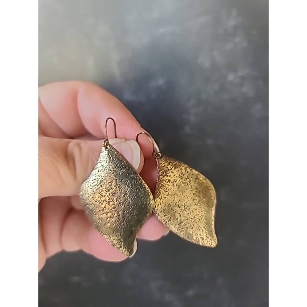 Gold Tone Metal Dangling Pierced Earrings
